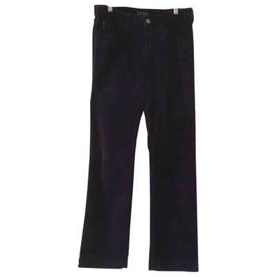 Pre-owned Armani Jeans Velvet Straight Trousers In Purple