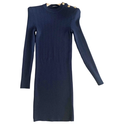 Pre-owned Balmain Blue Wool Dress