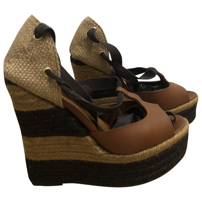 Pre-owned Fendi Leather Espadrilles In Brown