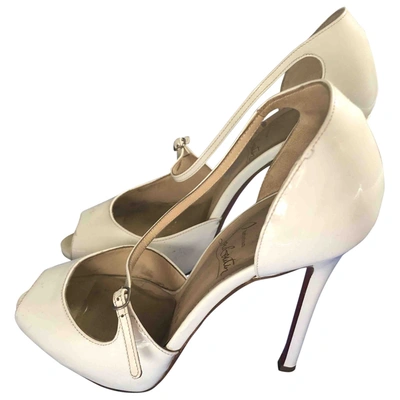 Pre-owned Christian Louboutin Patent Leather Sandals In White