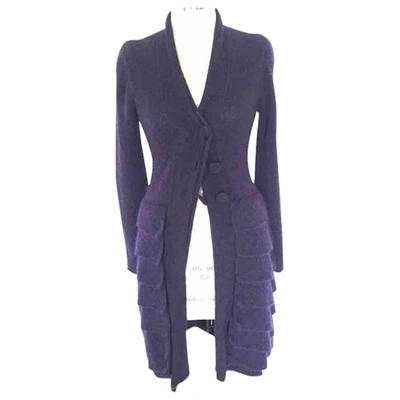 Pre-owned Emporio Armani Wool Cardigan In Purple