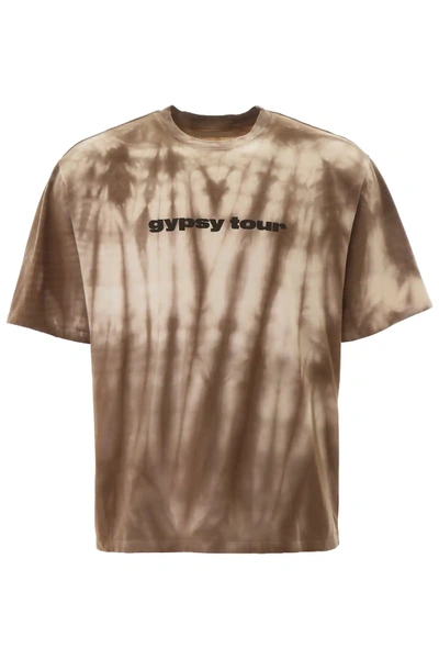Paura Tie-dye Print T-shirt In Brown,beige