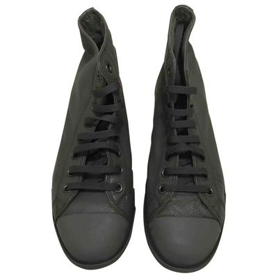 Pre-owned Converse Leather High Trainers In Anthracite