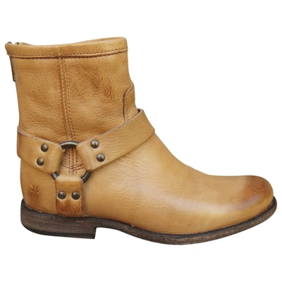 Pre-owned Frye Leather Buckled Boots In Camel