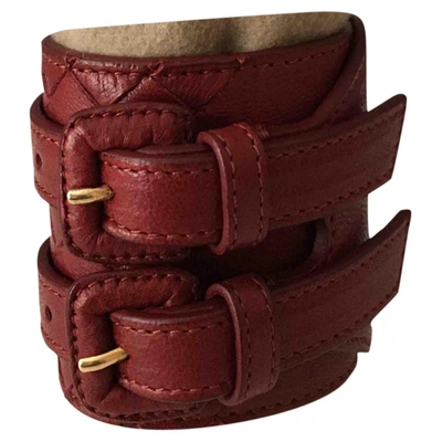 Pre-owned Bottega Veneta Leather Bracelet In Burgundy
