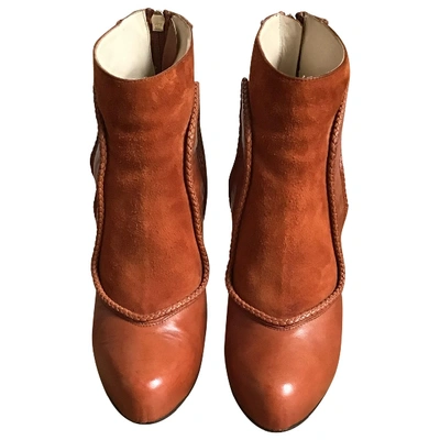 Pre-owned Burak Uyan Leather Ankle Boots In Brown