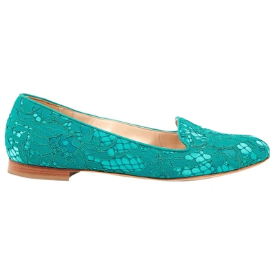 Pre-owned Elie Saab Turquoise Cloth Flats