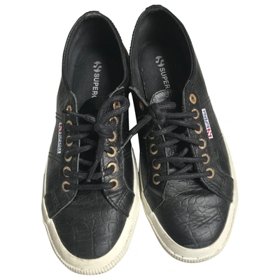 Pre-owned Superga Leather Trainers In Black