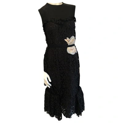 Pre-owned Lanvin Lace Mid-length Dress In Black