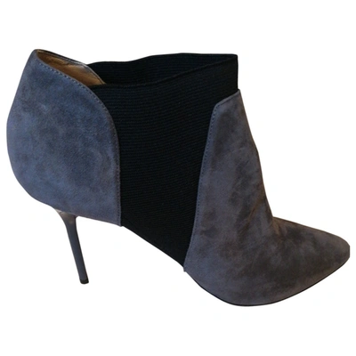 Pre-owned Jimmy Choo Leather Ankle Boots In Grey