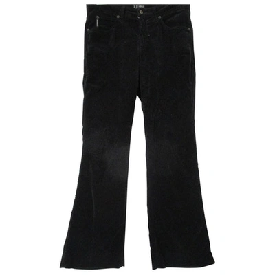 Pre-owned Armani Jeans Velvet Straight Pants In Black