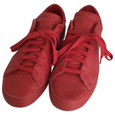 Pre-owned Adidas Originals Leather Low Trainers In Red