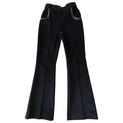 Pre-owned Nina Ricci Velvet Large Trousers In Blue