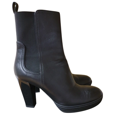 Pre-owned Hogan Leather Ankle Boots In Black
