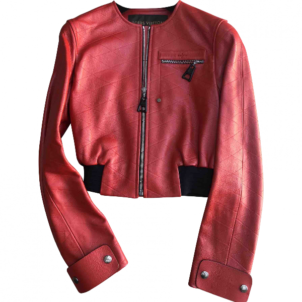 Pre-Owned Louis Vuitton Red Leather Leather Jacket | ModeSens