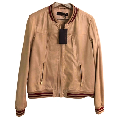 Pre-owned Trussardi Leather Jacket In Beige