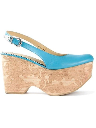 Toga Wedge Pumps In Turquoise