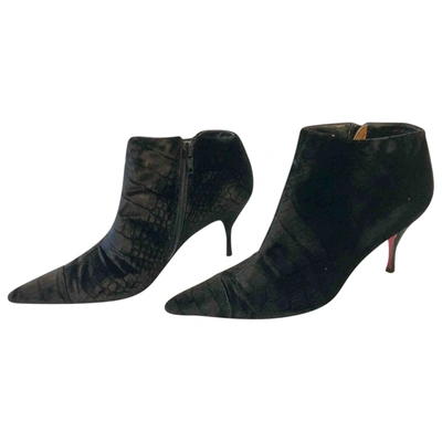 Pre-owned Emanuel Ungaro Velvet Ankle Boots In Black