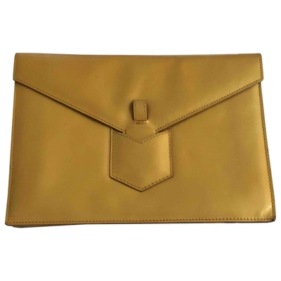 Pre-owned Saint Laurent Leather Clutch Bag In Yellow