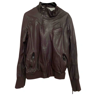 Pre-owned Diesel Black Gold Leather Biker Jacket In Brown