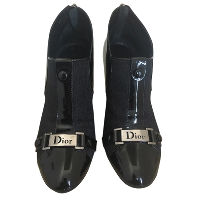 Pre-owned Dior Patent Leather Ankle Boots In Black