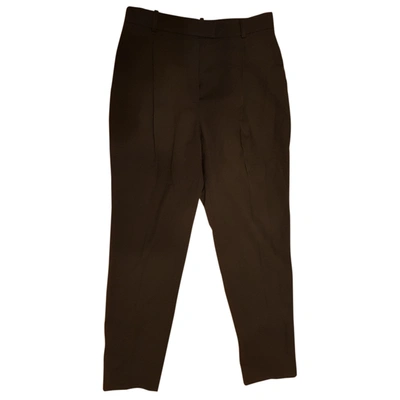 Pre-owned Lanvin Wool Straight Trousers In Black