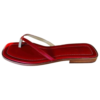 Pre-owned Lacoste Leather Flip Flops In Red