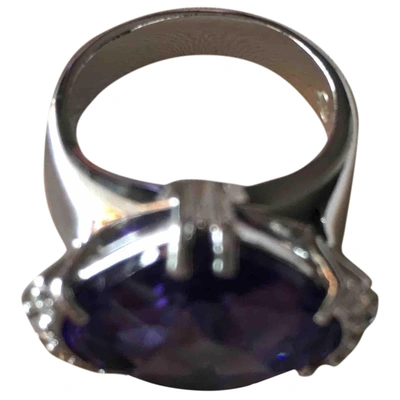 Pre-owned Swarovski Silver Ring In Purple