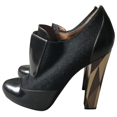 Pre-owned Fendi Cloth Heels In Grey