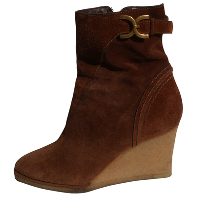 Pre-owned Chloé Buckled Boots In Brown