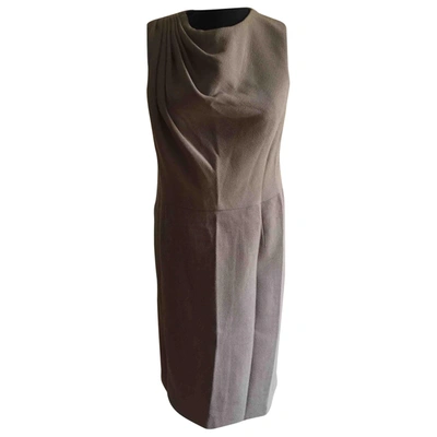 Pre-owned Elie Saab Wool Mid-length Dress In Beige