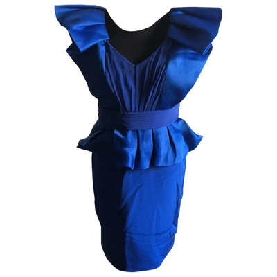 Pre-owned Marchesa Notte Silk Dress In Blue