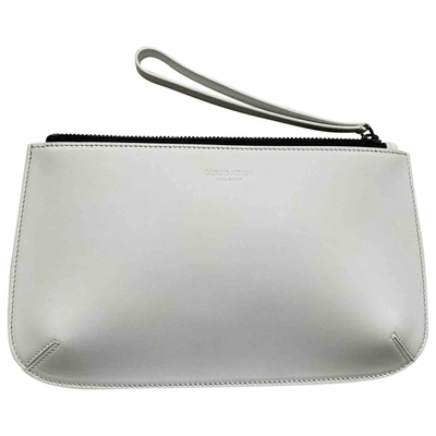 Pre-owned Giorgio Armani Leather Clutch Bag In White
