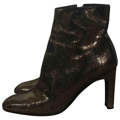Pre-owned Robert Clergerie Leather Ankle Boots In Metallic