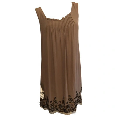 Pre-owned Elie Tahari Silk Mini Dress In Beige