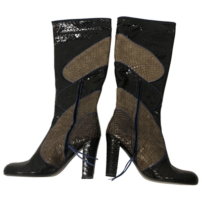 Pre-owned Emanuel Ungaro Grey Python Boots