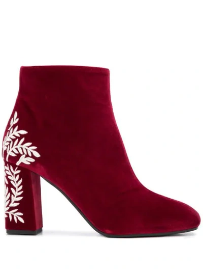Pollini Bargogna Mid Heel Ankle Boot In Red