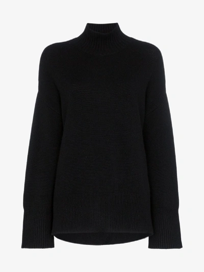 Frame Turtleneck Relaxed-fit Recycled Cashmere Jumper In Black