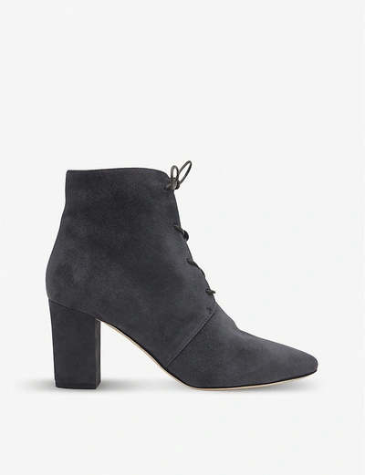 Lk Bennett Lira Lace-up Suede Ankle Boots In Gry-smoke