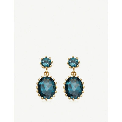 Astley Clarke Gold Plated Vermeil Silver Linia London Blue Topaz Drop Earrings