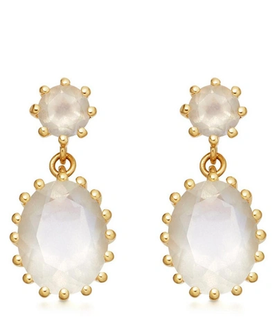 Astley Clarke Gold Plated Vermeil Silver Linia Rainbow Moonstone Drop Earrings