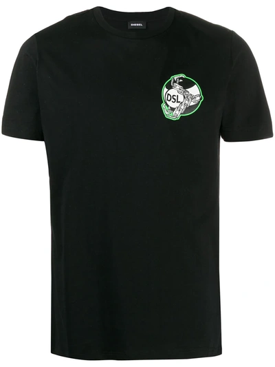 Diesel Ball And Chain Print T-shirt In Black