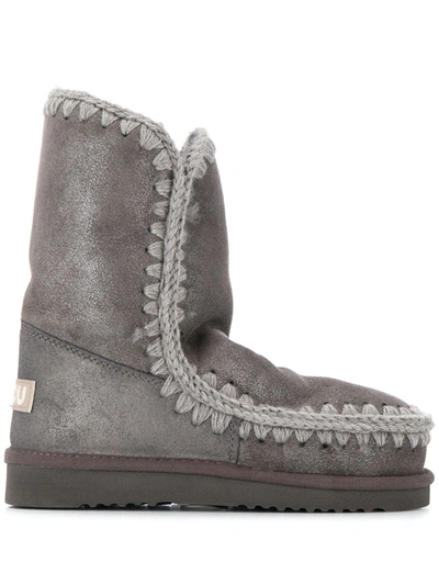 Mou Lined Metallic Boots In Grey