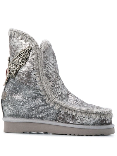 Mou Eskimo 24 Eagle Patch Boots In Grey