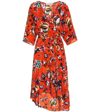 Diane Von Furstenberg Eloise Floral-print Silk Crepe De Chine Wrap Dress In Orange