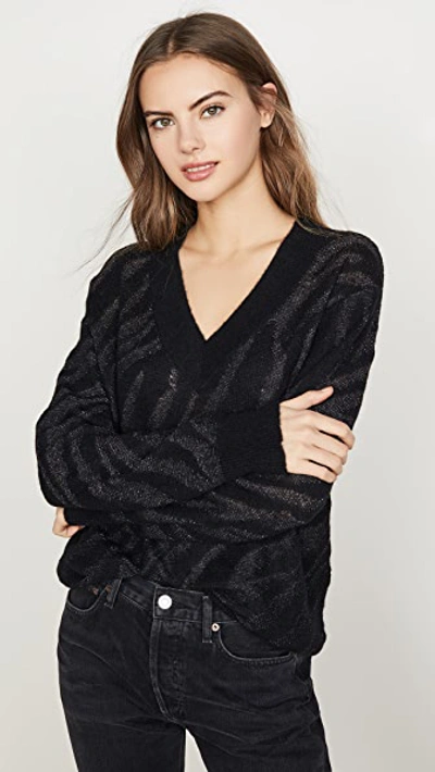 Rag & Bone Germain Metallic Alpaca-blend Jacquard Sweater In Black