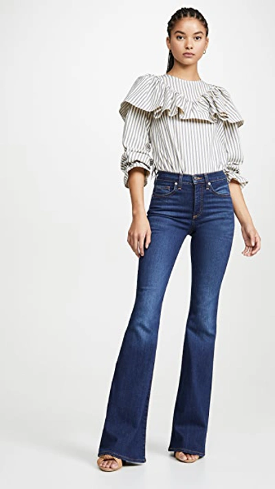 Veronica Beard Jean Beverly High Rise Skinny Flare Jeans In Mineral Blue