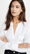 Vince Relaxed Band Collar Blouse In Off White