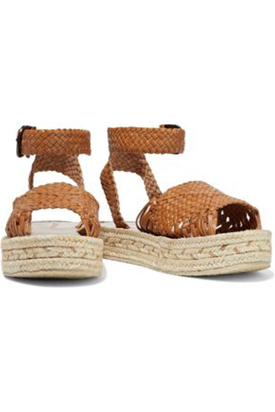 Zimmermann Woven Leather Platform Espadrille Sandals In Tan