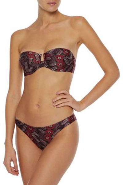 Zimmermann Bayou Floral-print Bandeau Bikini Top In Grape